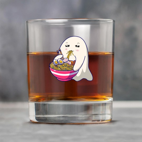 Cute Ghost Eat Ramen Kawaii Anime Halloween Noodle Rock Glasses