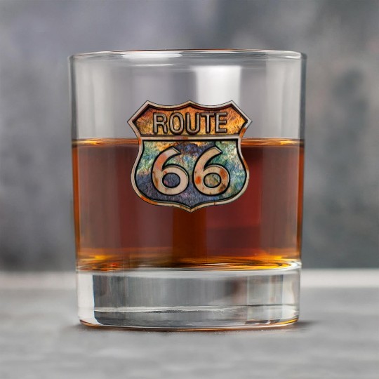 Route 66 vintage sign - Dingy metal sign 2 Rock Glasses