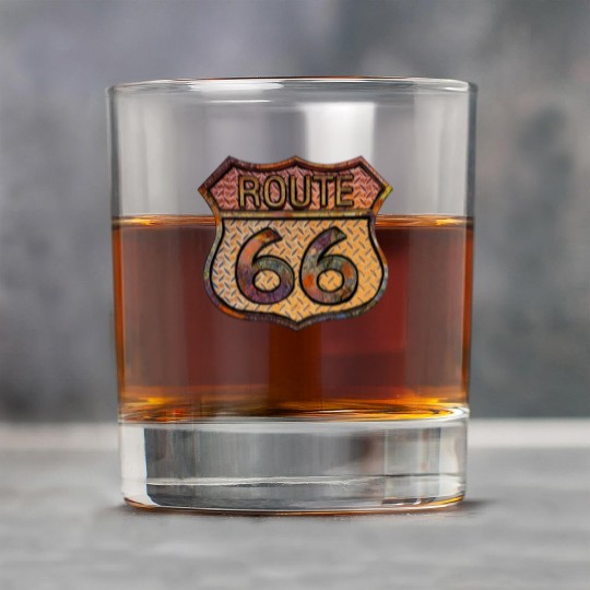 Route 66 vintage sign - Rusty metal 2 Rock Glasses
