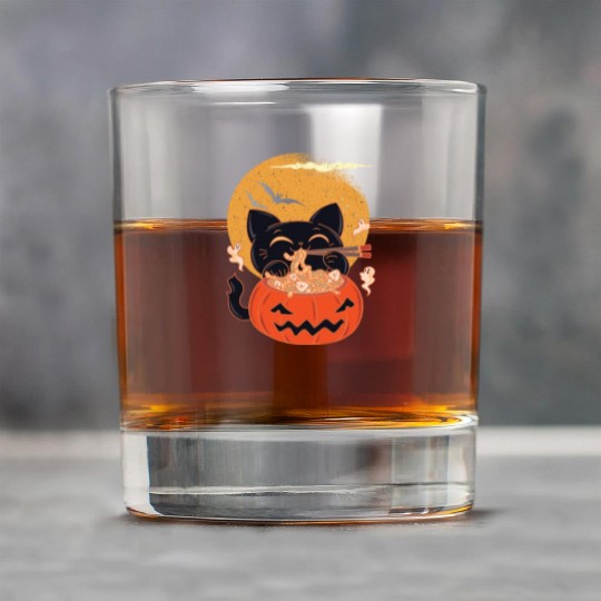 Kawaii Creepy Cat Eating Ramen Noodles Halloween Rock Glasses