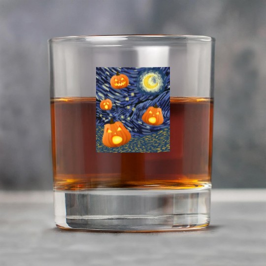 Starry Night with Pumpkins Funny Halloween Art Rock Glasses