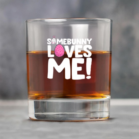 Somebunny Loves Me Easter Bunny Egg Quote Rock Glasses