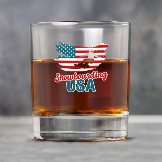 Snowboarding USA America Flag Snowboard Rock Glasses