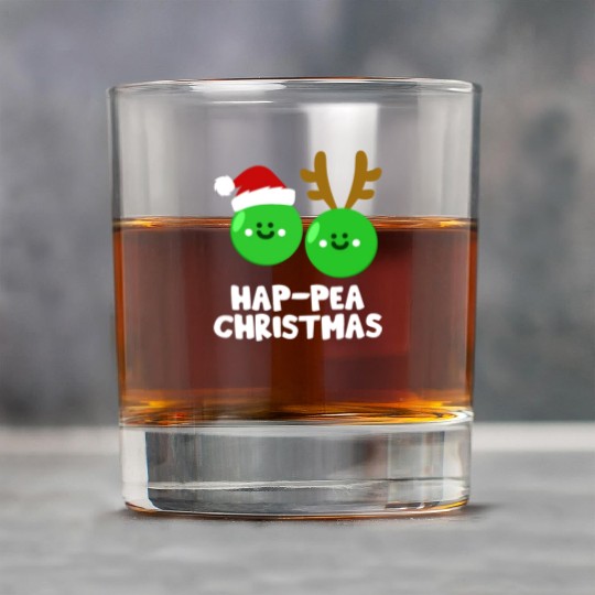 Hap-Pea Christmas Funny Vegetable Vegan Food Pun Rock Glasses