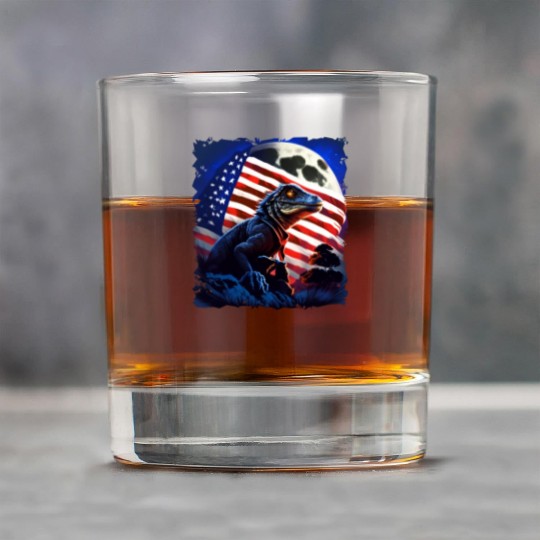 America lizard under Moon with American Flag Rock Glasses