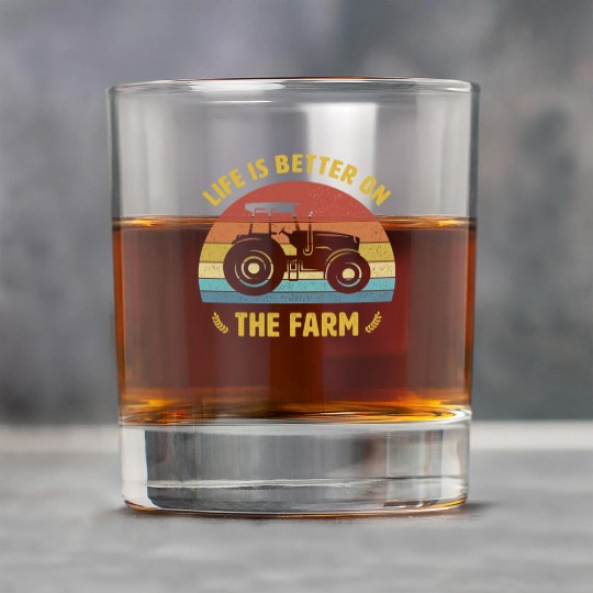 Life is better on the Farm Tractor Farmer Design Rock Glasses