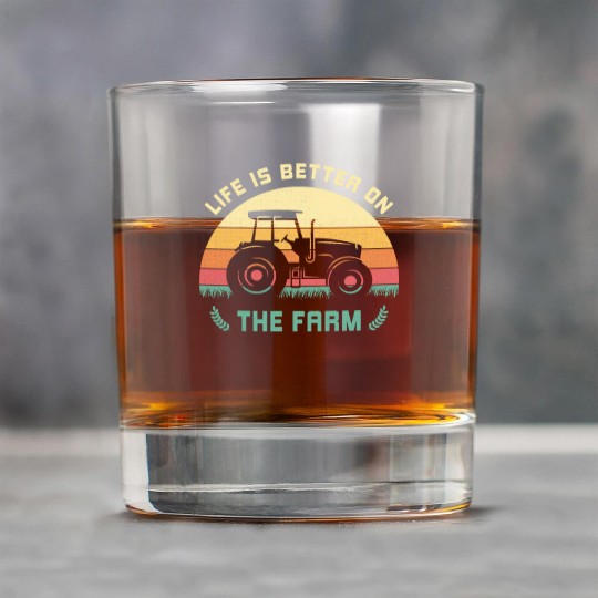 Life is better on the Farm Tractor Farmer Design Rock Glasses