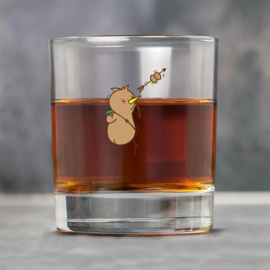 Kiwi with Bow and Arrow Bird and Fruit Rock Glasses
