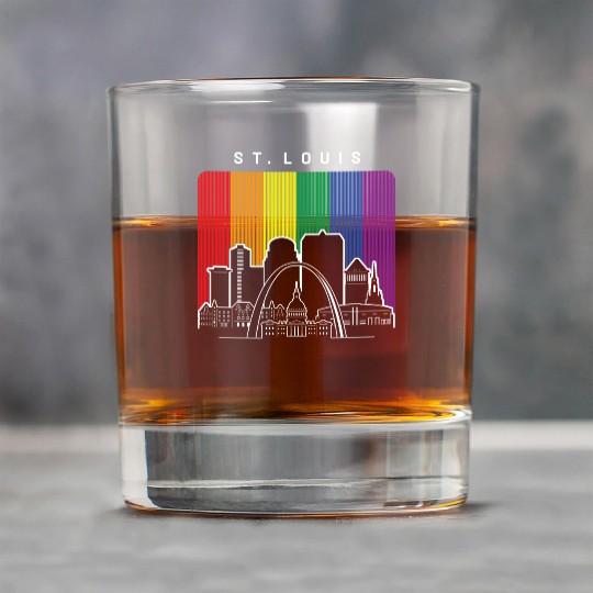 St. Louis Missouri Rainbow Flag LGBTQAI Pride Rock Glasses