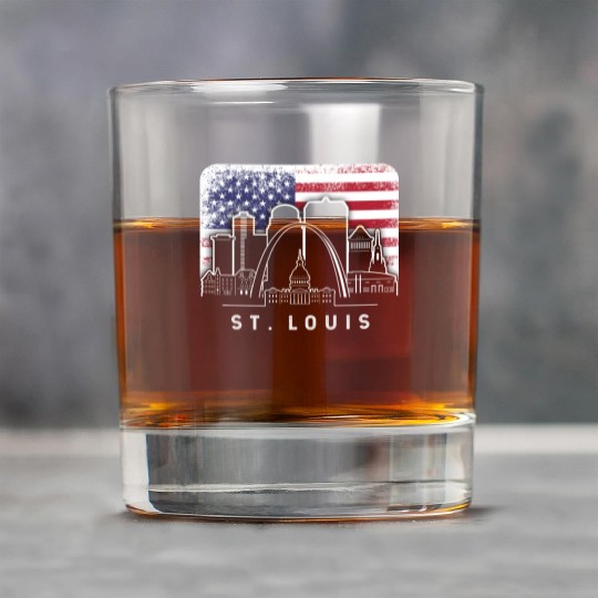 St. Louis Missouri American Flag Vintage Rock Glasses