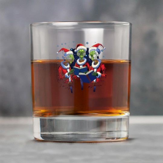 Alien Christmas Carolers Rock Glasses