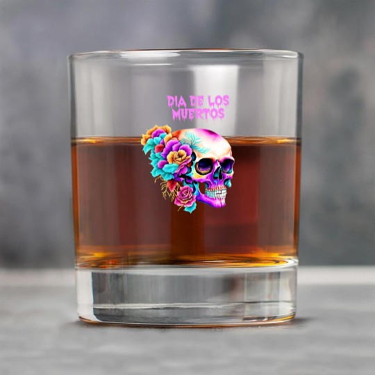 Vintage Dia de los Muertos Art Design Sugar Skull Rock Glasses