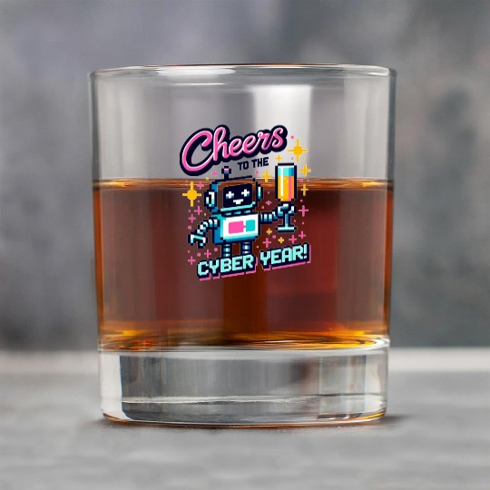 Retro Robot New Year's Toast - Cyber Champagne Fun Rock Glasses