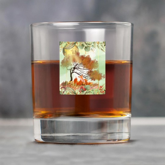 "Autumn Foxes - Tranquil Seasonal Scene" Rock Glasses