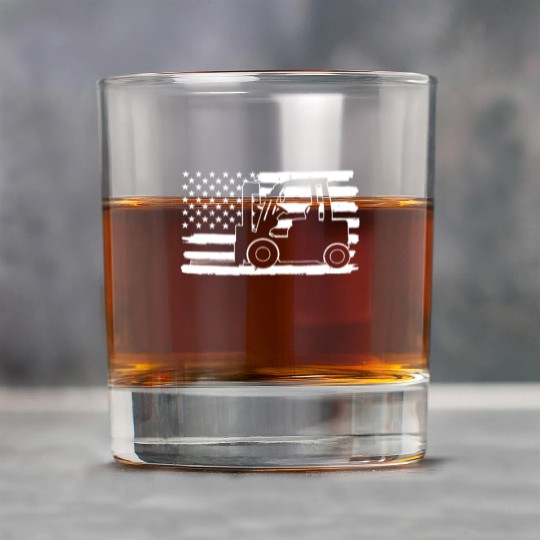 4th Of July Forklift Driver USA US Flag States Rock Glasses