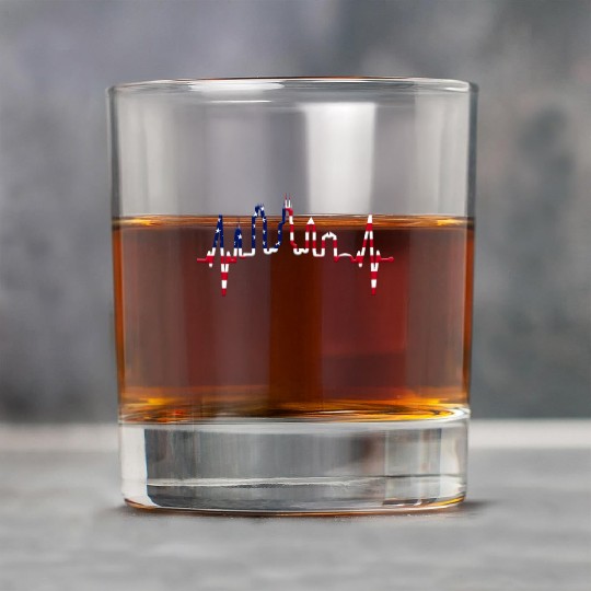 Chicago Skyline Heartbeat USA Heart I Love Chicago Rock Glasses