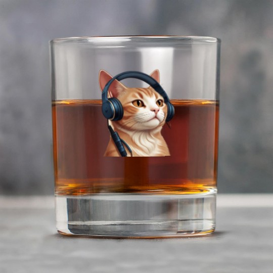 Music Lover Cat V II on Unisex Poly Cotton Rock Glasses