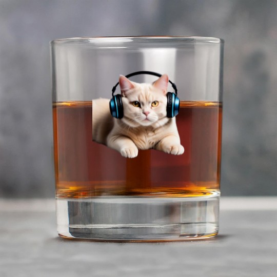 Music Lover Cat V II on Unisex Poly Cotton Rock Glasses