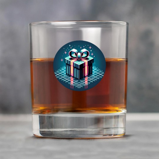 Cyberpunk Pixel Art Gift Box - Neon Ribbons Rock Glasses