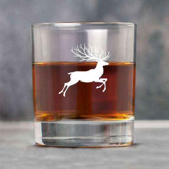 Reindeer silhouette deer antlers Christmas Rock Glasses