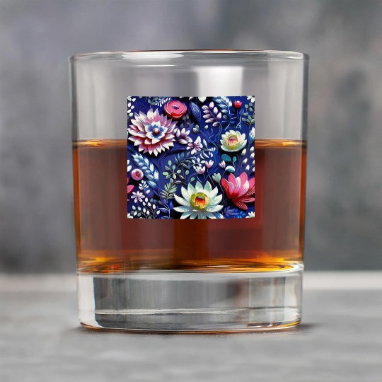 Midnight Floralscape Rock Glasses