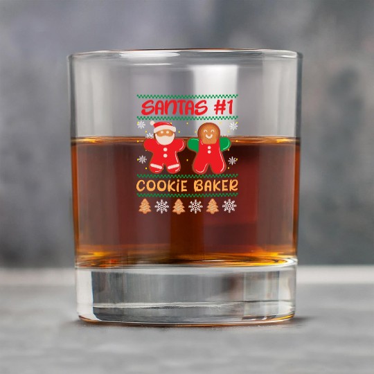 Santa's Number 1 Cookie Baker Christmas Baking Rock Glasses