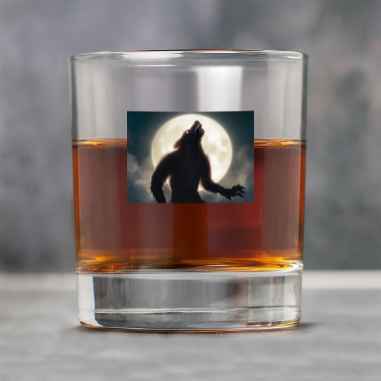 Werewolf standing in front of the moon Rock Glasses
