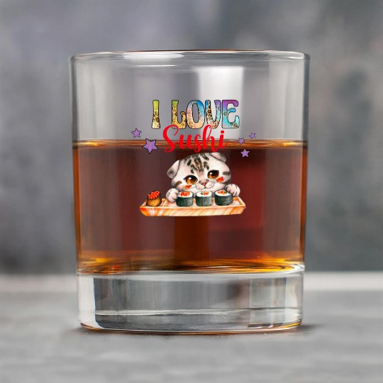 I love Sushi - Cat sushi Rock Glasses