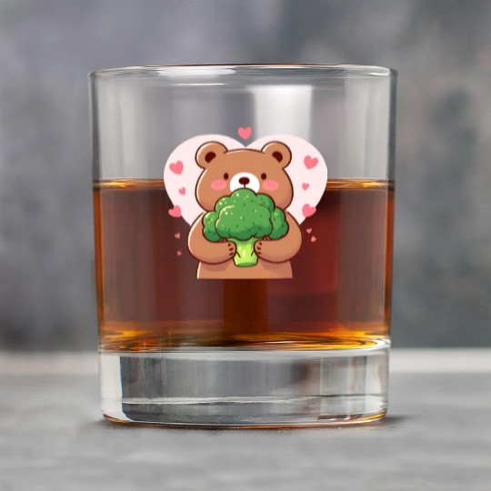 Bear in love hugs huge broccoli Rock Glasses