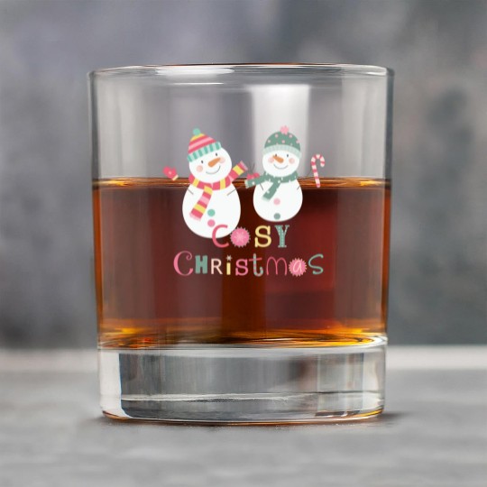 Fun Winter Snowman Colorful Cozy Christmas Rock Glasses