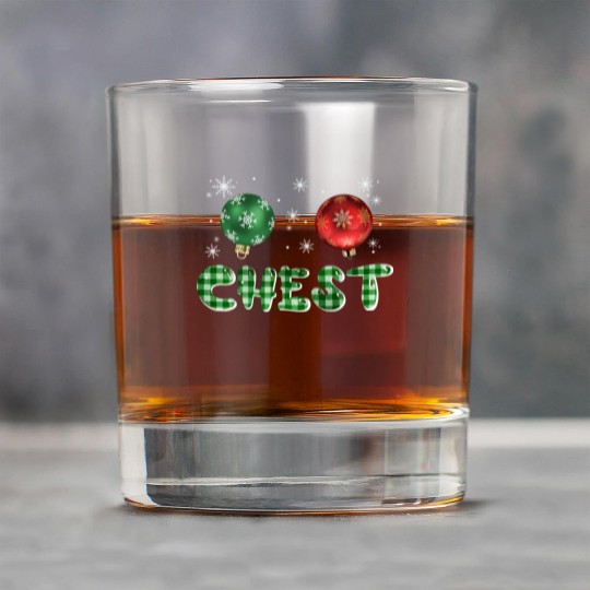 Chest Nuts Christmas Couple Funny Matching Rock Glasses