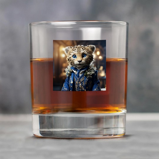 Cute Cheetah Cub Blue Eyes Tuxedo Cat Rock Glasses