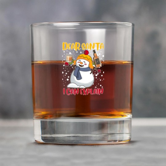 Snowman Dear Santa I can Explain Funny Rock Glasses