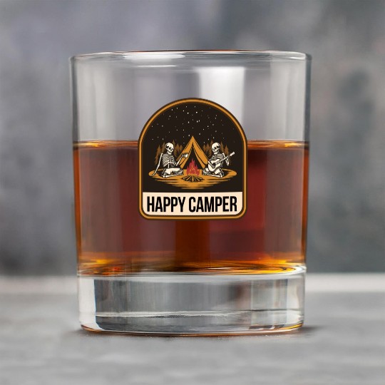 Happy Camper Skeleton Campfire Tent Rock Glasses