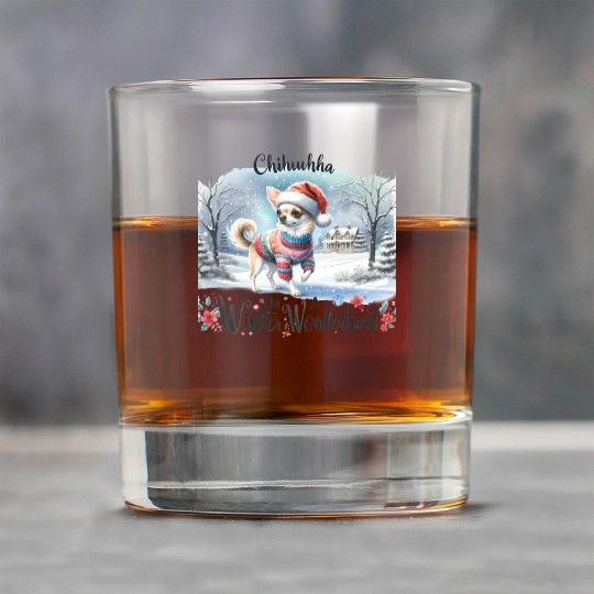 Chihuahua In a Winter Wonderland Rock Glasses