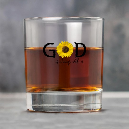 God is always with us, Catholic Christian sentense Rock Glasses