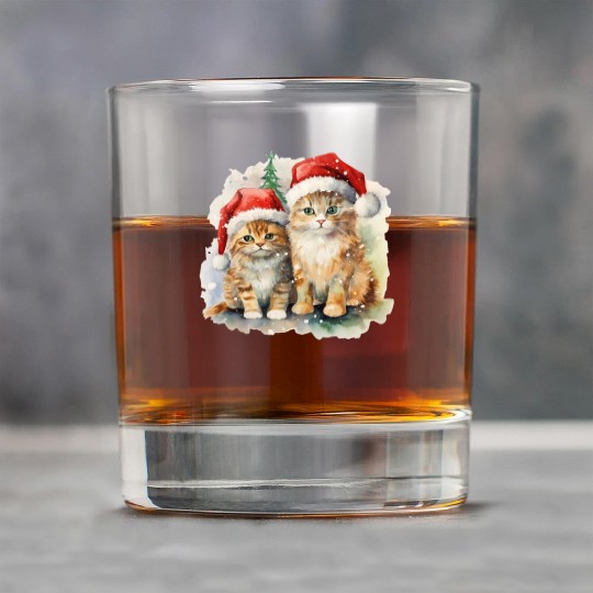 Winter Christmas Red Cats with Santa Hats Rock Glasses