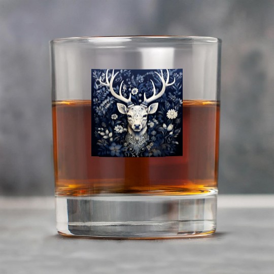Enchanted Forest Deer Winter Bloom Rock Glasses