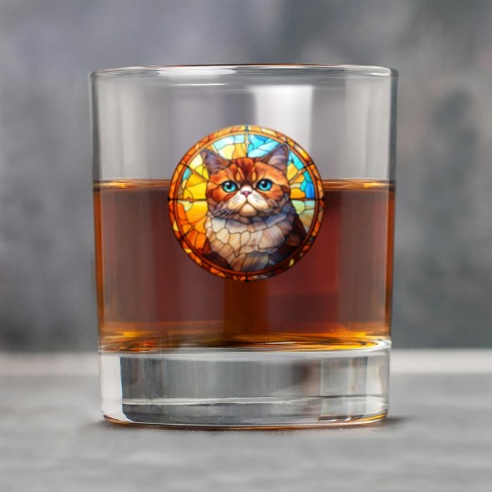 Exotic Shorthair cat in stained glass Rock Glasses