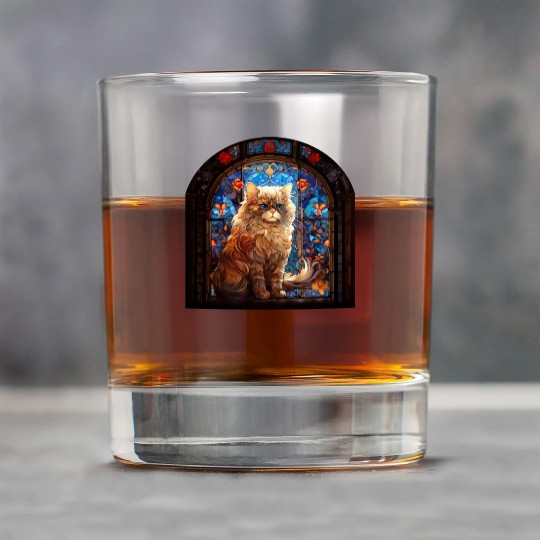 Persian cat in stained glass Rock Glasses