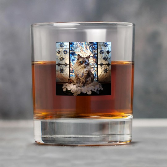 Ragdoll cat in stained glass Rock Glasses