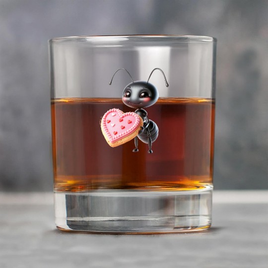 Ant With Heart Cookie Valentine's Day Greeting Rock Glasses