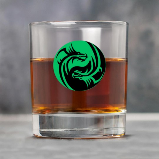 tow Dragonball in circle green and black Rock Glasses