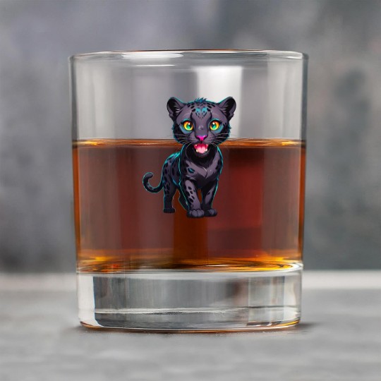 A Cartoonish Black Leopard in a Playful Pose Rock Glasses