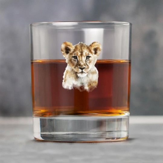 Watercolor Lion Cub Painting Portrait Rock Glasses