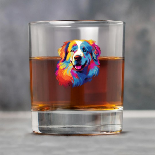 Watercolor Colorful Great Pyrenees Rock Glasses