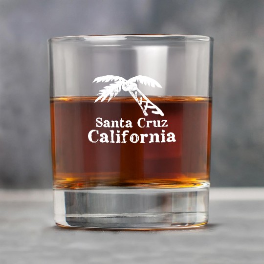 Santa Cruz California Palm Tree Souvenirs Gifts Rock Glasses