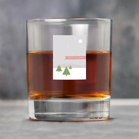 Peace On Earth Christmas Trees Falling Snow Winter Rock Glasses