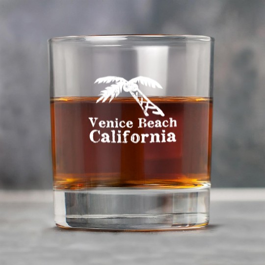 Venice Beach California Palm Tree Souvenirs Gifts Rock Glasses