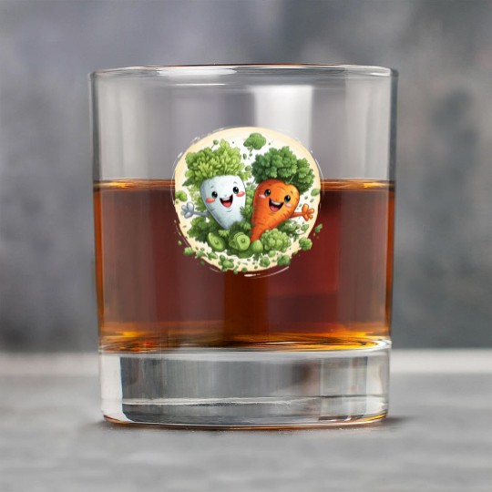 Cute kawaii carrot and a broccoli Rock Glasses